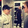 Nico Rosberg visita al equipo Mercedes durante los test en Montmeló