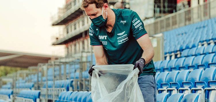 La calidad humana de Vettel es innegable: limpió Silverstone, literalmente